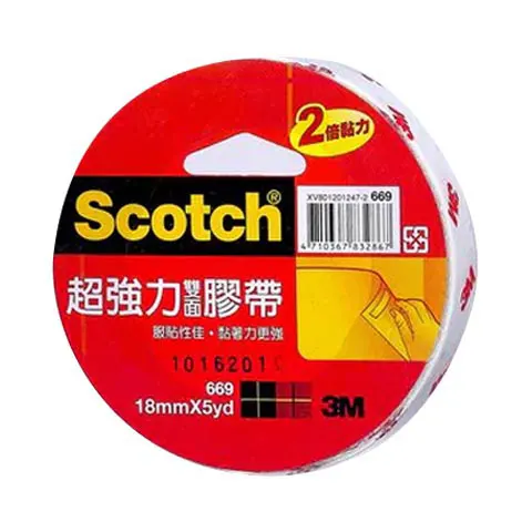 3M Scotch 669超強力棉紙雙面膠帶18mm*5